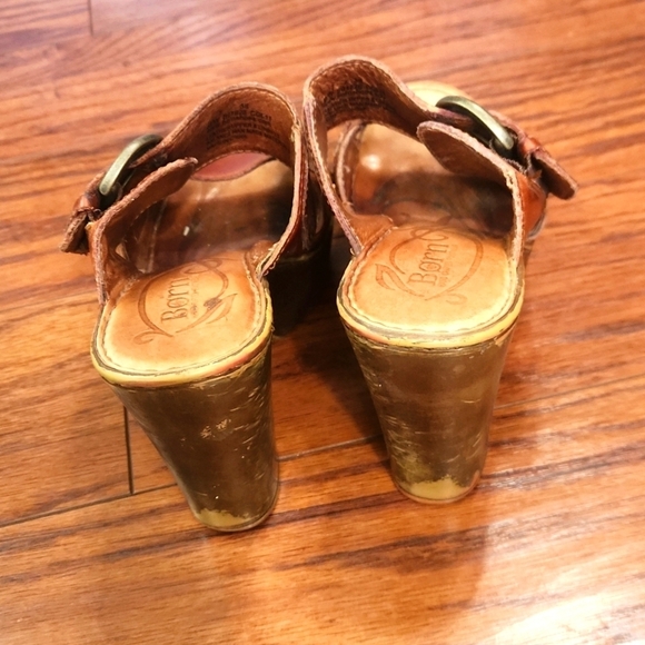 BORN Y2k Fat Strap Chunky Heel Slip On Leather Sandal - Picture 5 of 7